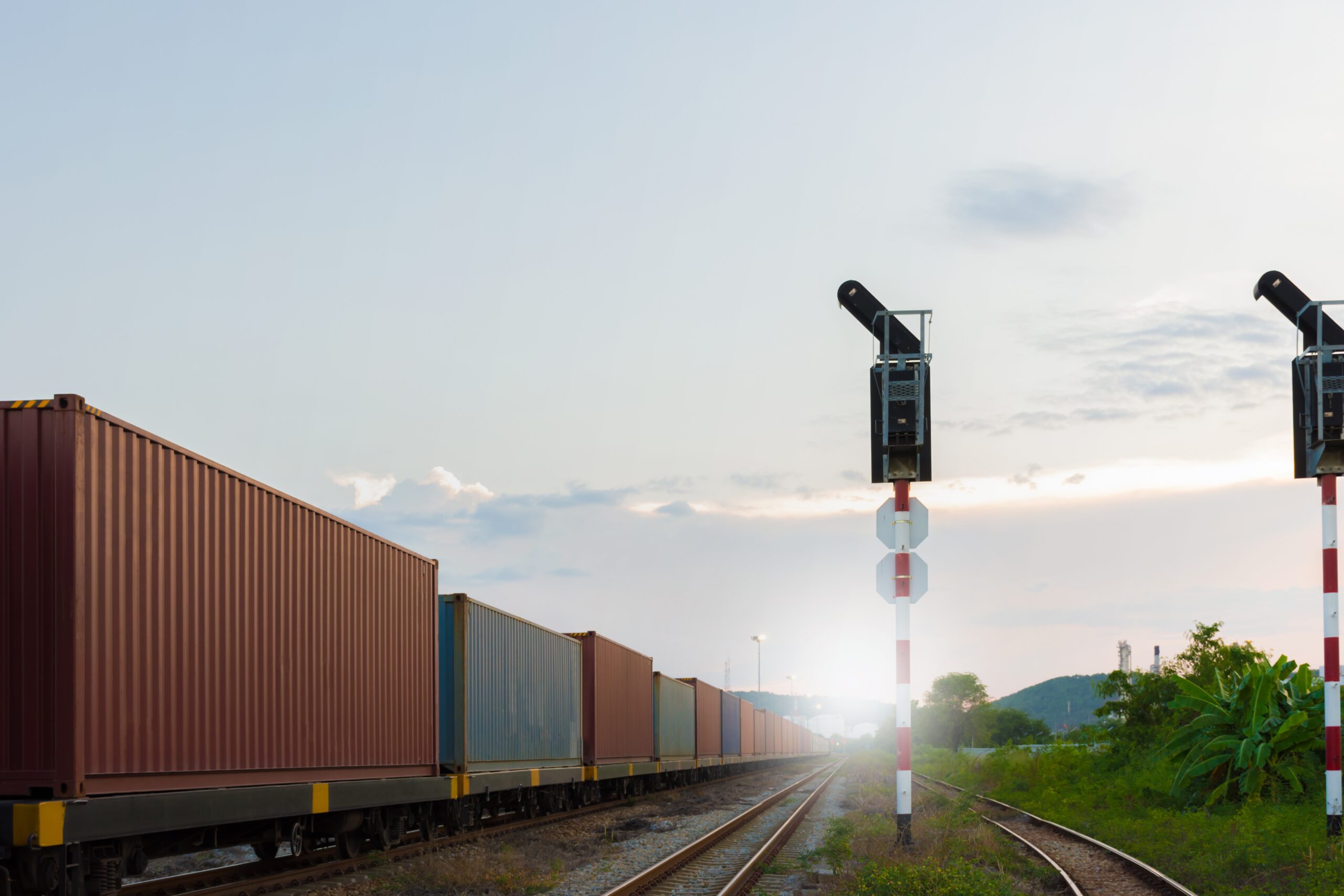 train with container import export goods for opportunity of business.